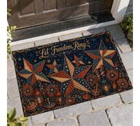Zerbino con stella di benvenuto, lanterna rustica patriottica con fiori per il giorno dell'indipendenza blu navy, antiscivolo, decorativo, per ingresso, portico, bagno, ufficio, 73 x 43 cm