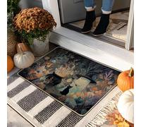 Zerbino con strega autunnale, decorazione per interni ed esterni, tema Halloween, in gomma, impermeabile, antiscivolo, assorbe la polvere, facile da pulire, 73 x 43 cm