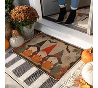 Zerbino con strega di Halloween, zucche arancioni per interni ed esterni, decorazione stagionale, in gomma, impermeabile, antiscivolo, assorbe la polvere, facile da pulire, 73 x 43 cm