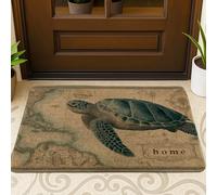 Zerbino con tartaruga oceanica, motivo creatura marina per esterni e interni, decorazione per ingresso, antiscivolo, in gomma antipolvere, per la casa, stile spiaggia estiva 73 x 43 cm