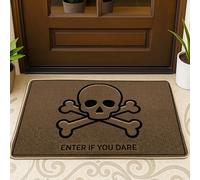 Zerbino con teschio, motivo gotico con ossa incrociate, per Halloween, nero, lavabile, a basso profilo, per casa, ufficio, esterno, interno, ingresso, 73 x 43 cm