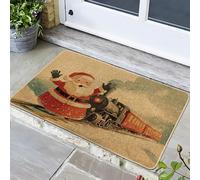 Zerbino con trenino di Babbo Natale, per decorazione natalizia per interni ed esterni, antiscivolo, lavabile, 73 x 43 cm