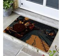 Zerbino con trenino di Babbo Natale, per interni ed esterni, decorazione natalizia invernale, in gomma, lavabile, antiscivolo, per porta d'ingresso festiva, 73 x 43 cm