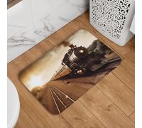 Zerbino con treno e ferrovia, zerbino di benvenuto, antiscivolo, assorbente, morbido, lavabile, tappeto da bagno, 40,6 x 61 cm, per cucina, camera da letto, bagno, arredamento elegante