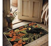 Zerbino con tucano tropicale, ibisco nero, tappeto per interni ed esterni, decorazione estiva, in gomma, impermeabile, antiscivolo, assorbe la polvere, facile da pulire, 73 x 43 cm