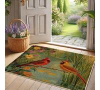 Zerbino con uccelli cardinali rosso e giallo brillante per primavera, esterno ed interno, decorazione della natura, impermeabile, antiscivolo, resistente alla polvere, facile da pulire