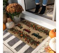 Zerbino con vendemmia autunnale, tappetino per camion rosso e verde, per interni ed esterni, decorazione rustica, in gomma, impermeabile, antiscivolo, assorbe la polvere, facile da pulire, 73 x 43 cm