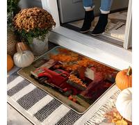 Zerbino con vendemmia autunnale, zerbino rosso vintage per camion per interni ed esterni, decorazione autunnale, in gomma, impermeabile, antiscivolo, cattura lo sporco, facile da pulire, 73 x 43 cm