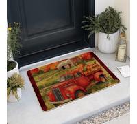 Zerbino con vendemmia autunnale, zerbino vintage rosso per ingresso esterno e interno, decorazione autunnale, in gomma, impermeabile, antiscivolo, antipolvere, assorbente, facile da pulire, 73 x 43 cm