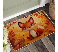 Zerbino con volpe autunnale, arancione con volpe carina, per interni ed esterni, decorazione autunnale, antiscivolo, impermeabile, assorbe la polvere, facile da pulire, 73 x 43 cm