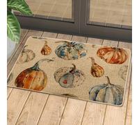 Zerbino con zucca autunnale, zerbino per la stagione del raccolto, per ingresso esterno e interno, decorazione rustica, impermeabile, antiscivolo e antipolvere, facile da pulire, 73 x 43 cm