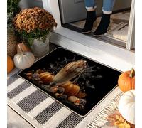 Zerbino con zucca di Halloween, motivo ragnatele di ragnatele, per interni ed esterni, decorazione autunnale, in gomma, impermeabile, antiscivolo, assorbe la polvere, facile da pulire, 73 x 43 cm