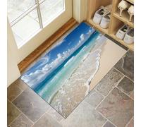 Zerbino Costa Delle Onde Trappola Sporco, Tappetino Spiaggia Tranquilla Antiscivolo Lavabile in Lavatrice, Zerbino d'Ingresso Assorbenti per Ingresso, Porta e Corridoio, 80 x 120 cm, Azzurro Cielo