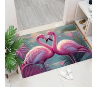 Zerbino Cuore Fenicottero, Tappetino per Ingresso Con Animale Tropicale Romantico, Per Esterni E Interni, Tappeto Con Accenti, Antiscivolo, Assorbe La Polvere, Facile Da Pulire, 40 x 60 cm