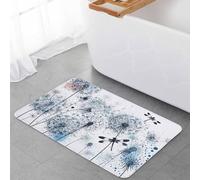 Zerbino Da Esterno 40X60Cm, Blue Teal Dandelion Dragonfly Modern Art Watercolor Tappetino Da Bagno Lavabile Tappeto Da Bagno Per Giardino Cucina Camera