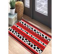 Zerbino Da Esterno 40X60Cm, Mexico Stripes Red Animal Leopard Skin Texture Black White Tappetini Da Bagno Indistruttibile Tappeto Da Cucina Per Ingresso Interno Cucina