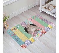 Zerbino Da Esterno 40X60Cm, Rustic Colorful Easter Egg Easter Bunny Spring Flower Tappetino Da Bagno Indistruttibile Tappeto Ingresso Per Casa Cucina Interno