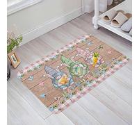 Zerbino Da Esterno 40X60Cm, Rustic Spring Easter Egg Bunny Carrot Gnomes Flower Tappetini Morbido Tappeto Da Bagno Per Interno Giardino Esterno