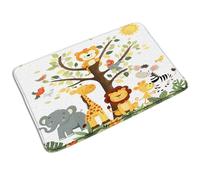 Zerbino Da Esterno Cartoon Elephant Giraffe Zoo Animals Forest Monkey Zebra Bird, Divertenti Tappetini Da Bagno Lavabile Tappeto Asciugapassi 40X60Cm Per Cucina Interno Terrazzo