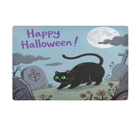 Zerbino decorativo con gatto nero per ingresso esterno a basso profilo interno zerbino cucina 81,3 x 50,8 cm antiscivolo gomma assorbente per ingresso porta anteriore posteriore