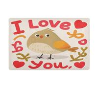 Zerbino decorativo con scritta "I Love Your Valentine" con uccellino in stile cartone animato, lavabile, tappetino per ingresso anteriore, 81,3 x 50,8 cm, retro in gomma antiscivolo e lavabile per