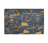 Zerbino decorativo con scritta "My House is Haunted", per ingresso esterno, a basso profilo, 81,3 x 50,8 cm, in gomma antiscivolo, assorbente, per porta anteriore e posteriore e ingresso