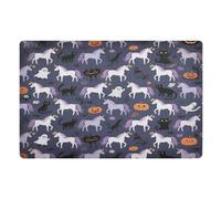 Zerbino decorativo con unicorni bianchi Happy Halloween per ingresso esterno basso profilo zerbino anteriore 81,3 x 50,8 cm gomma antiscivolo extra per ingresso porta anteriore posteriore