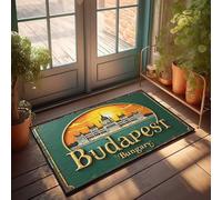 Zerbino decorativo per ingresso anteriore Budapest, Ungheria: un tramonto dorato sul parlamento ungherese, tappetino da bagno antiscivolo (65 x 90 cm)