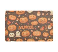 Zerbino decorativo per ingresso e ingresso, lavabile, motivo Halloween con zucca arancione e bianco, 81,3 x 50,8 cm, con retro in gomma antiscivolo e lavabile ultra sottile