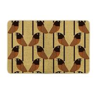 Zerbino decorativo per uccelli, motivo cartone animato bohemien, artistico astratto, cottage primaverile, giallo marrone, gomma antiscivolo, cattura lo sporco, assorbente, interno e porta