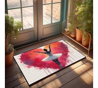Zerbino decorativo per uomo con ballerina che abbraccia l'amore in una scena artistica a forma di cuore, grande tappetino di benvenuto per porta d'ingresso, grande porta autunnale (65 x 90 cm)