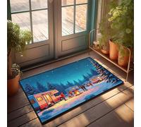 Zerbino decorativo per uomo in grotta invernale da campeggio sotto le stelle, grande tappetino di benvenuto per porta d'ingresso, grande porta autunnale (50 x 80 cm)