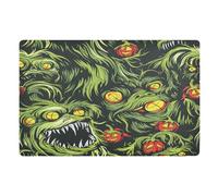 Zerbino decorativo spaventoso vivente morto, ingresso esterno, basso profilo, tappetino interno 81,3 x 50,8 cm, retro in gomma antiscivolo ultra sottile per ingresso porta anteriore posteriore