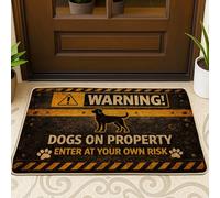 Zerbino di avvertimento, stile industriale rustico con proprietà del cane, nero, antiscivolo, cattura lo sporco, decorazione per esterni, porta d'ingresso, patio, 73 x 43 cm