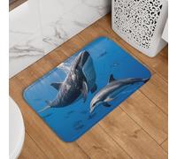 Zerbino di benvenuto, 40,6 x 61 cm, antiscivolo, assorbente, morbido, lavabile, con balene e delfini, tappeto per elegante decorazione per cucina, camera da letto, bagno