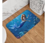 Zerbino di benvenuto, 40,6 x 61 cm, antiscivolo, assorbente, morbido, lavabile, con belle sirene sul fondo del mare, tappeto elegante per cucina, camera da letto, bagno, decorazione