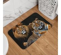 Zerbino di benvenuto, 40,6 x 61 cm, antiscivolo, assorbente, morbido, lavabile, con leone, tigre e leopardo, tappeto giaguaro, per cucina, camera da letto, bagno, arredamento elegante