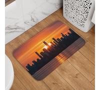 Zerbino di benvenuto, 40,6 x 61 cm, antiscivolo, assorbente, morbido, lavabile, con vista sul tramonto di Manhattan, per cucina, camera da letto, bagno, arredamento elegante