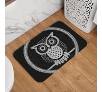 Zerbino di benvenuto, 40,6 x 61 cm, antiscivolo, assorbente, morbido, lavabile, motivo chicco di caffè, gufo, per cucina, camera da letto, bagno, decorazione elegante