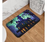Zerbino di benvenuto, 40,6 x 61 cm, antiscivolo, assorbente, morbido, lavabile, tappeto nero con palazzo infestato per elegante decorazione per cucina, camera da letto, bagno