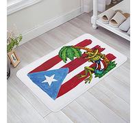 Zerbino Di Benvenuto 40X60Cm, Tree Frog Puerto Rico Flag Tropical Palm Tree Red White Flag Tappetini Da Bagno Multiuso Tappeto Da Cucina Per Camera Giardino Interno