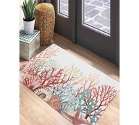 Zerbino Di Benvenuto 40X60Cm, Underwater Coral Conch Shell Starfish Red Sea Dogife On White Tappetini Morbido Tappeto Asciugapassi Per Cortile Giardino Bagno