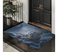 Zerbino Di Benvenuto 60X90Cm Bianco Grigiastro Leopardo Delle Nevi Delle Rocce Antiscivolo Morbido E Accogliente,Animali Invernali Per Esterni Interni Ingresso Patio Porte Anteriori E Posteriori