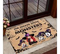 Zerbino Di Benvenuto Antisporco Tappetini Porta Dingresso Resistente Tappetino Da Bagno Per Balcone Terrazzo 40X60Cm La Strega Cattiva E I Suoi Piccoli Mostri Vivono Qui Halloween Per Cani