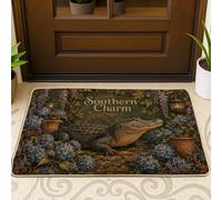 Zerbino di benvenuto con alligatore, rustico, con lanterna naturale, senza verde, lavabile, a basso profilo, decorazione per pavimento, ingresso, portico, bagno, ufficio, 73 x 43 cm