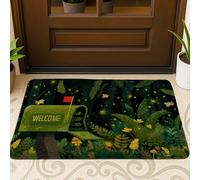 Zerbino di benvenuto con cassetta postale verde, zerbino ispirato alla natura, per decorazione primaverile per esterni e interni, morbido tappeto antiscivolo assorbente, facile da pulire, 73 x 43 cm