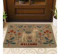 Zerbino di benvenuto con cavallo magico, beige floreale, decorazione per interni ed esterni, antiscivolo, antipolvere, facile da pulire, per tutte le stagioni, 73 x 43 cm