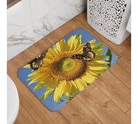 Zerbino di benvenuto con farfalle sui girasoli, antiscivolo, assorbente, morbido, lavabile, tappeto moderno per cucina, camera da letto, bagno, decorazione 40,6 x 61 cm
