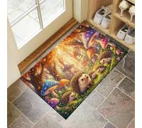 Zerbino Di Benvenuto Con Foresta Funghi Riccio, Per Pavimento, Antiscivolo, Zerbino Ingresso Animali Fantastici Dei Cartoni Animati Decorativo per Porta D'ingresso, Veranda, Casa, Cucina, 40 x 60 cm