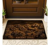 Zerbino di benvenuto con fossili, impronte rustiche naturali rocce nessuno marrone gomma antiscivolo sotto lo zerbino tappeto decorazione per portico anteriore bagno ufficio 73 x 43 cm